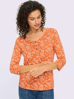 T-shirt à manches 3/4 avec ornement décoratif en viscose ECOVERO