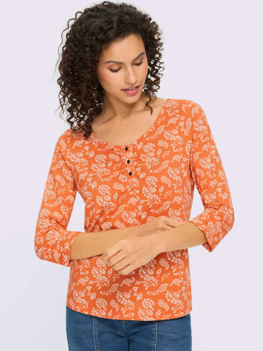 T-shirt à manches 3/4 avec ornement décoratif en viscose ECOVERO