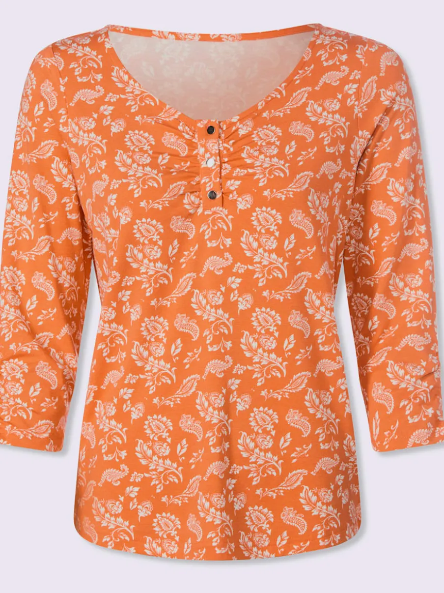 T-shirt à manches 3/4 avec ornement décoratif en viscose ECOVERO