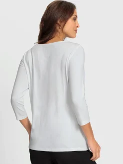 T-shirt à manches 3/4 avec pierres brillantes devant