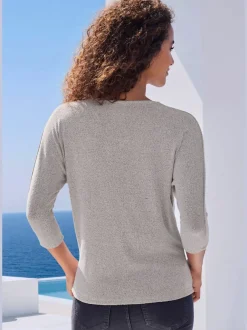 T-shirt à manches 3/4 avec strass au niveau encolure