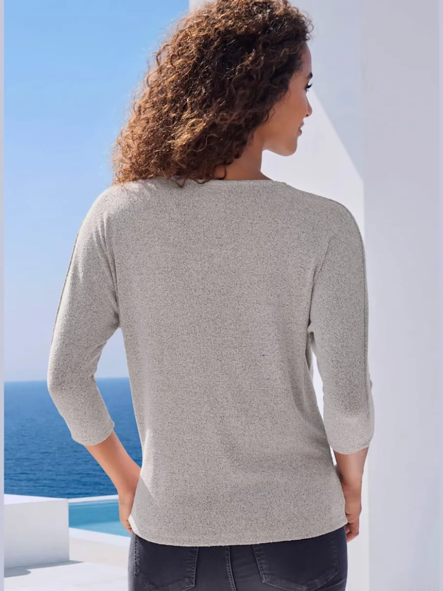 T-shirt à manches 3/4 avec strass au niveau encolure