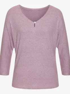 T-shirt à manches 3/4 avec strass au niveau encolure