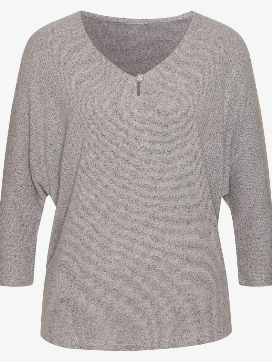 T-shirt à manches 3/4 avec strass au niveau encolure
