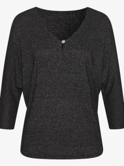 T-shirt à manches 3/4 avec strass au niveau encolure