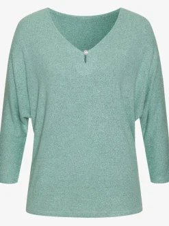 T-shirt à manches 3/4 avec strass au niveau encolure