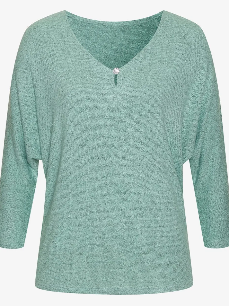 T-shirt à manches 3/4 avec strass au niveau encolure