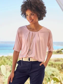 T-shirt manches chauve-souris en viscose douce fluide