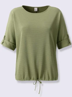 T-shirt manches chauve-souris à encolure ronde avec lien à nouer
