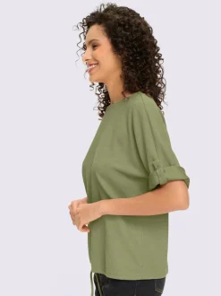 T-shirt manches chauve-souris à encolure ronde avec lien à nouer