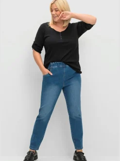 T-shirt à manches 3/4 coupe henley tendance