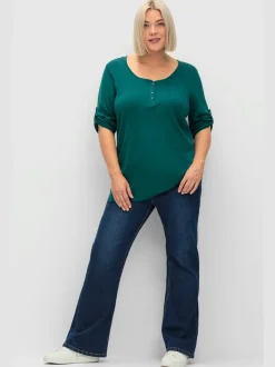 T-shirt à manches 3/4 coupe henley tendance