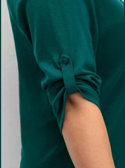 T-shirt à manches 3/4 coupe henley tendance