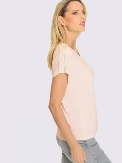 T-shirt à manches courtes avec application de perles décoratives