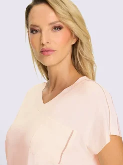 T-shirt à manches courtes avec application de perles décoratives