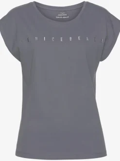 T-shirt à manches courtes avec col rond et logo brillant