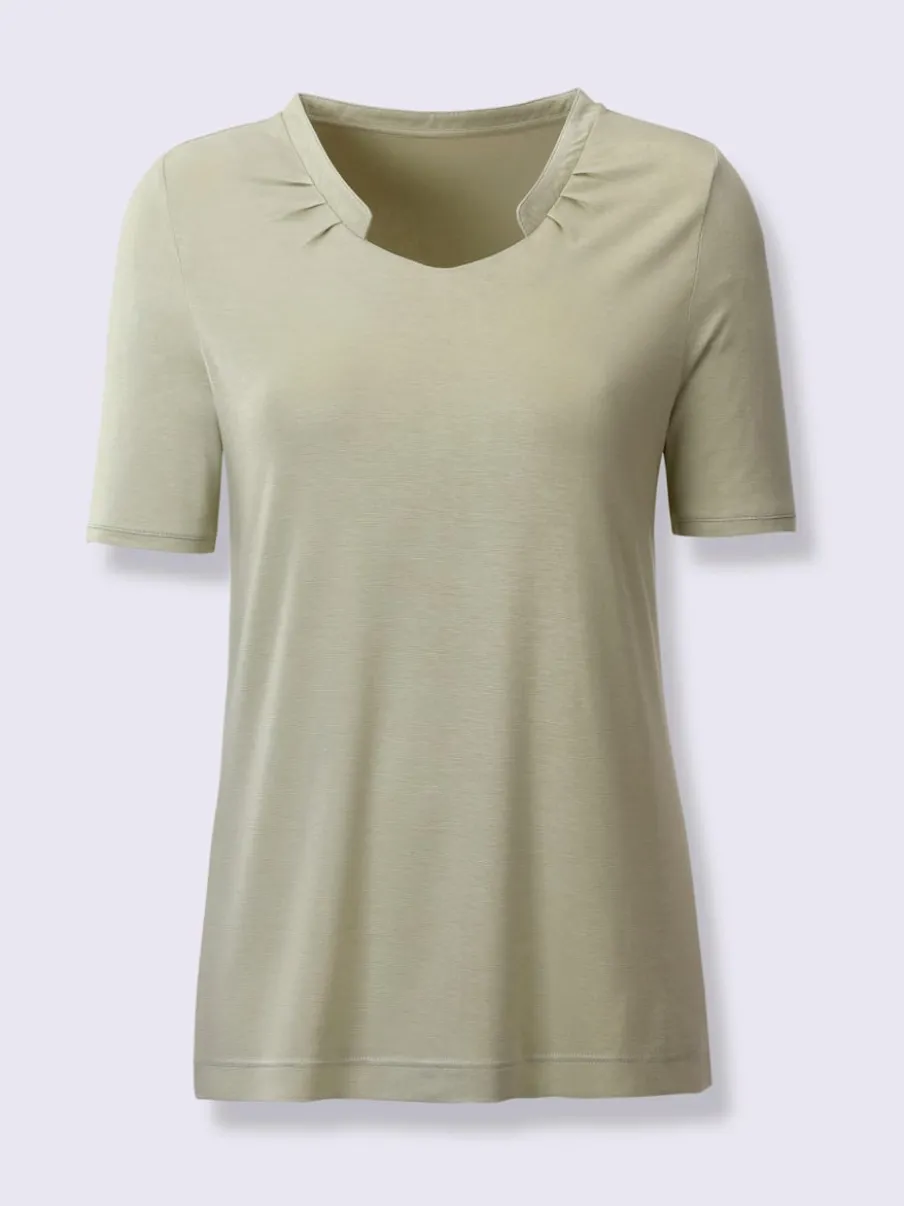 T-shirt à manches courtes avec col rond et plis