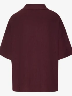 T-shirt à manches courtes avec col montant en crêpe structurée