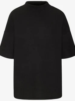 T-shirt à manches courtes avec col montant en crêpe structurée