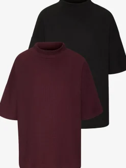 T-shirt à manches courtes avec col montant en crêpe structurée