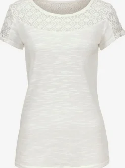 T-shirt à manches courtes avec dentelle crochetée encolure et manches