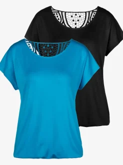 T-shirt à manches courtes avec empiècement en crochet au dos