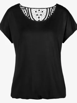 T-shirt à manches courtes avec empiècement en crochet au dos