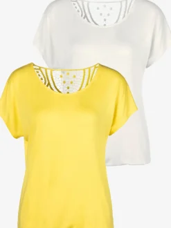 T-shirt à manches courtes avec empiècement en crochet au dos
