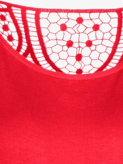 T-shirt à manches courtes avec empiècement en crochet au dos