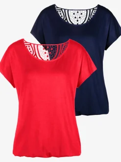 T-shirt à manches courtes avec empiècement en crochet au dos