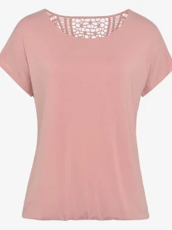 T-shirt à manches courtes avec empiècement en crochet au dos