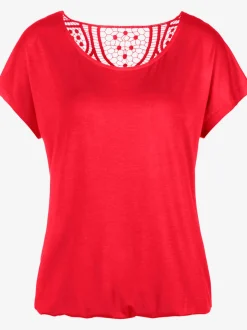 T-shirt à manches courtes avec empiècement en crochet au dos