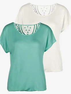 T-shirt à manches courtes avec empiècement en crochet au dos