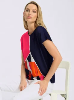 T-shirt à manches courtes avec encolure ronde et motifs géométriques