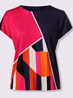T-shirt à manches courtes avec encolure ronde et motifs géométriques