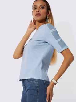 T-shirt à manches courtes avec empiècements en maille transparente