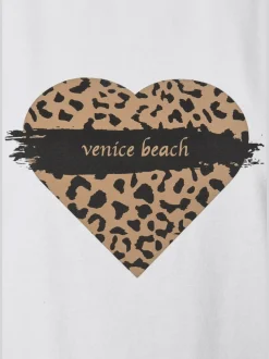 T-shirt à manches courtes avec encolure ronde et motif cœur animalier