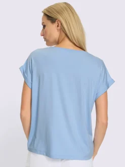 T-shirt à manches courtes avec encolure ronde et détails brillants