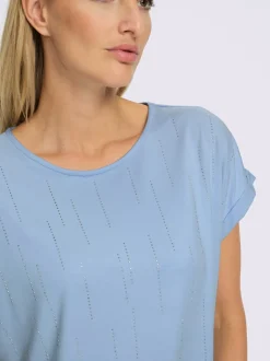 T-shirt à manches courtes avec encolure ronde et détails brillants