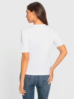T-shirt à manches courtes avec encolure raffinée découpée