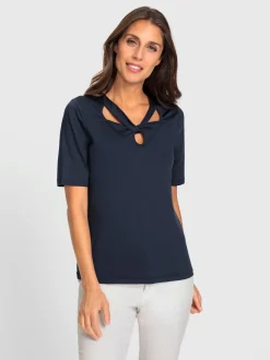 T-shirt à manches courtes avec encolure raffinée découpée