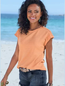 T-shirt à manches courtes avec empiècement crochet aux épaules