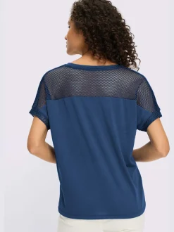 T-shirt à manches courtes avec empiècements en résille et motif floral