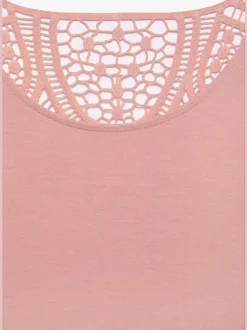 T-shirt à manches courtes avec empiècement crochet doux au dos