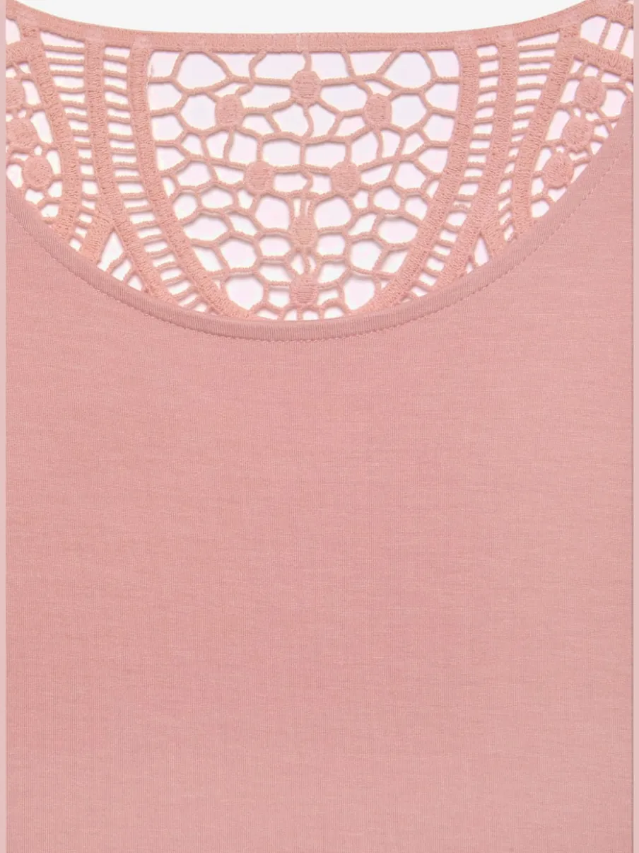 T-shirt à manches courtes avec empiècement crochet doux au dos