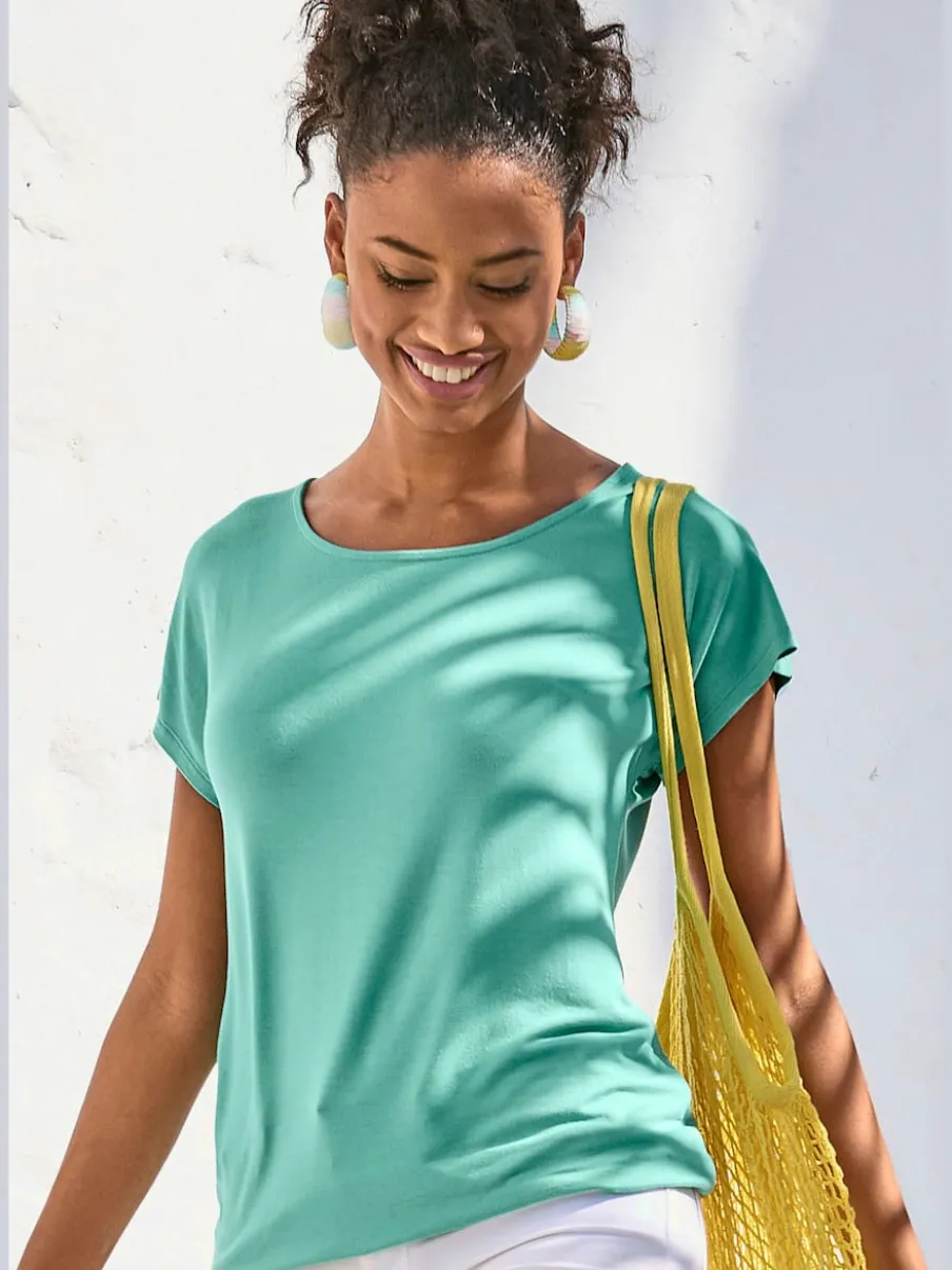 T-shirt à manches courtes avec empiècement crochet doux au dos