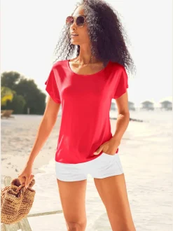 T-shirt à manches courtes avec empiècement crochet doux au dos