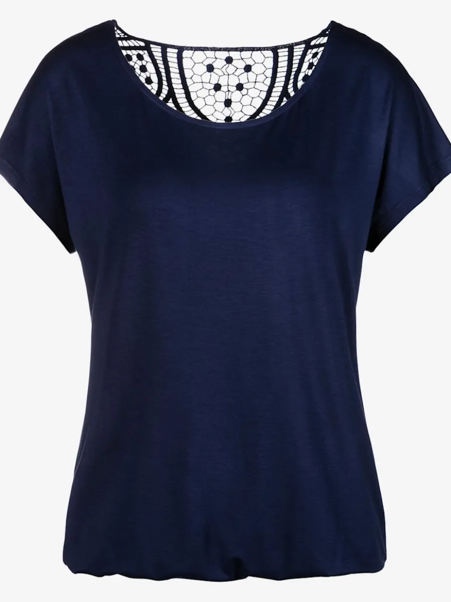 T-shirt à manches courtes avec empiècement crochet doux au dos