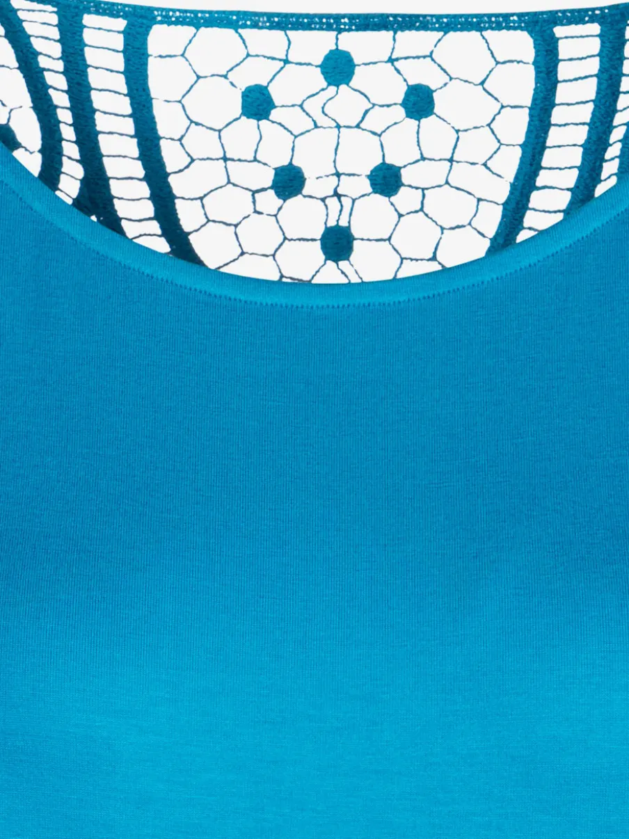 T-shirt à manches courtes avec empiècement crochet doux au dos