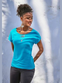 T-shirt à manches courtes avec empiècement crochet doux au dos